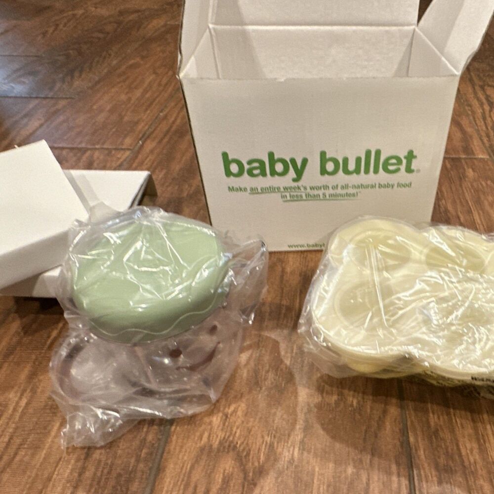 Baby Bullet BPA Free Storage Cups Tray Set Green Yellow Mixed Set